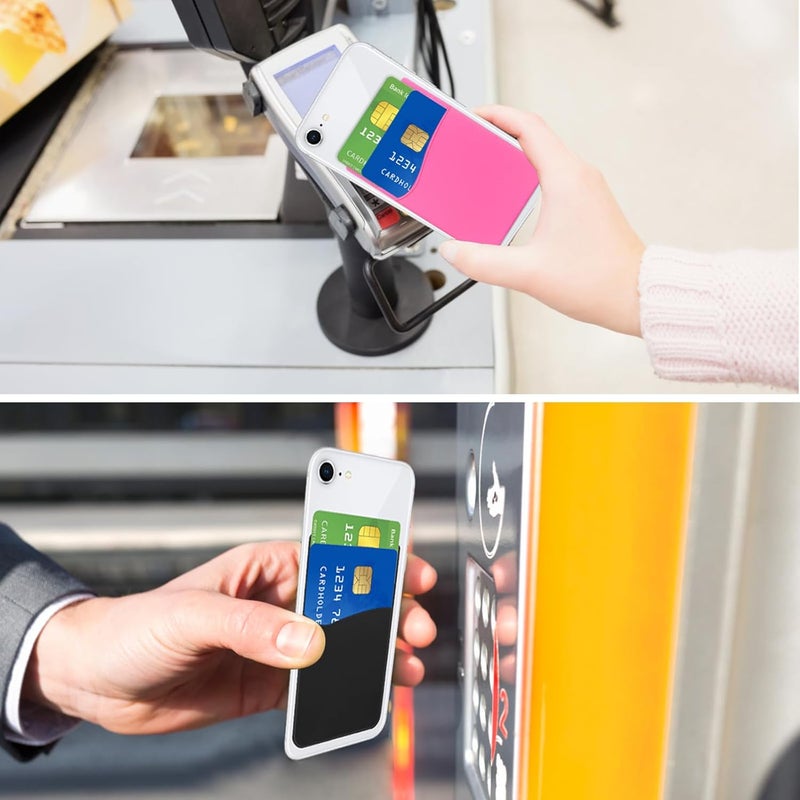 Senose Phone Card Holder, 3 Pack Phone Wallet Stick On Back of Cellphones Credit ID Card Sleeve, Strong Adhesive Cellphone Wallet Compatible for iPhone, Android & Most Smartphones - Image 2